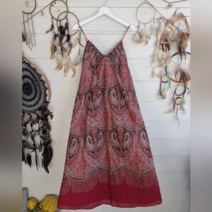 Y2K GAP Red Paisley Maxi  Bohemian Dress Sz4